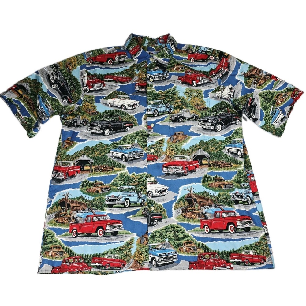 Reyn Spooner Hawaiian Shirt Mens L Classic Chevy Trucks Hawaiian Traditionals L
